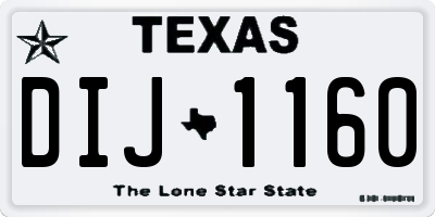 TX license plate DIJ1160