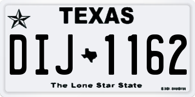 TX license plate DIJ1162