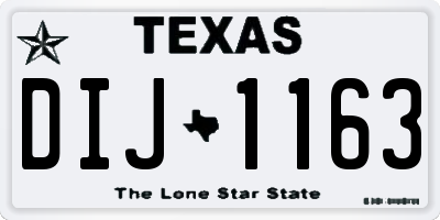 TX license plate DIJ1163