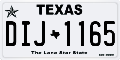 TX license plate DIJ1165