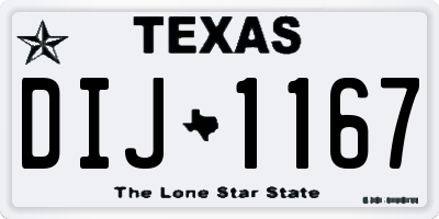 TX license plate DIJ1167