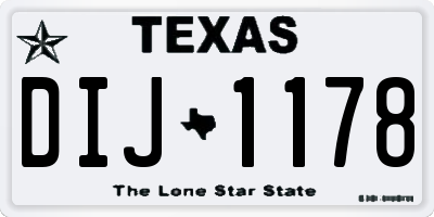 TX license plate DIJ1178