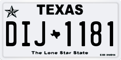 TX license plate DIJ1181