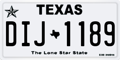 TX license plate DIJ1189