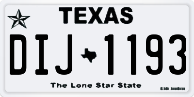 TX license plate DIJ1193