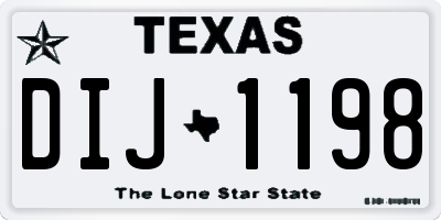 TX license plate DIJ1198