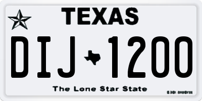 TX license plate DIJ1200