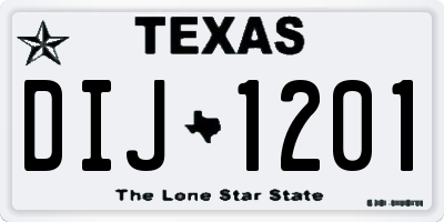 TX license plate DIJ1201
