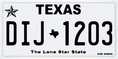 TX license plate DIJ1203