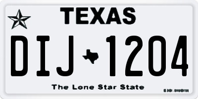 TX license plate DIJ1204