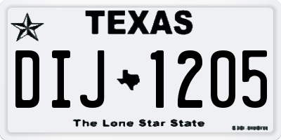 TX license plate DIJ1205