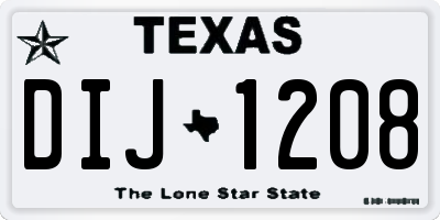 TX license plate DIJ1208