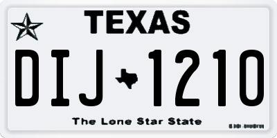 TX license plate DIJ1210