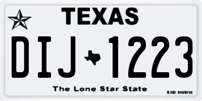 TX license plate DIJ1223