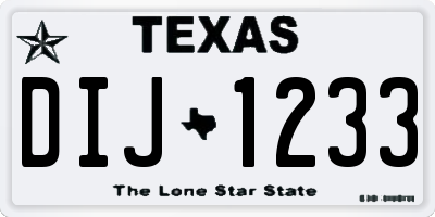 TX license plate DIJ1233