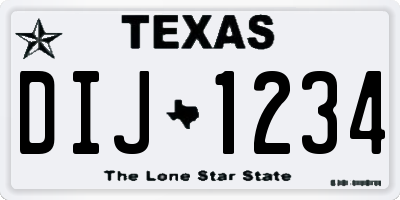 TX license plate DIJ1234