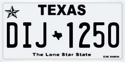 TX license plate DIJ1250