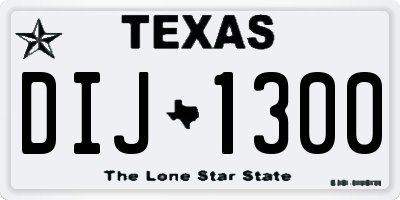 TX license plate DIJ1300
