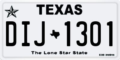 TX license plate DIJ1301