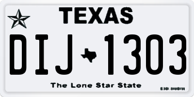 TX license plate DIJ1303