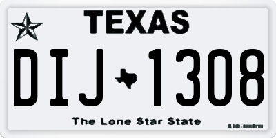 TX license plate DIJ1308