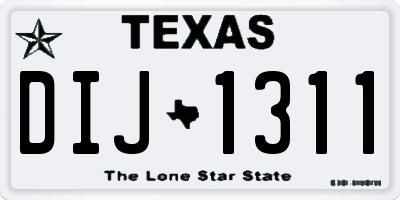 TX license plate DIJ1311