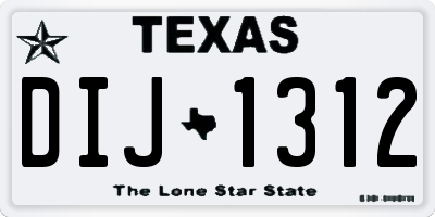 TX license plate DIJ1312