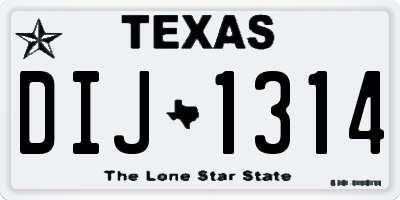 TX license plate DIJ1314