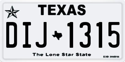 TX license plate DIJ1315