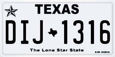 TX license plate DIJ1316