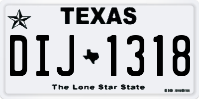 TX license plate DIJ1318