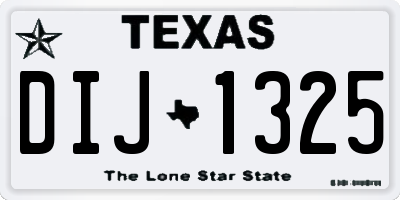 TX license plate DIJ1325