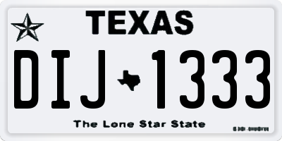 TX license plate DIJ1333