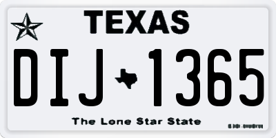 TX license plate DIJ1365