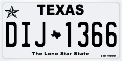 TX license plate DIJ1366