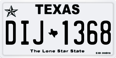 TX license plate DIJ1368