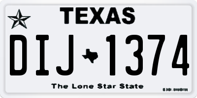 TX license plate DIJ1374
