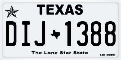 TX license plate DIJ1388