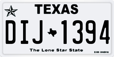 TX license plate DIJ1394