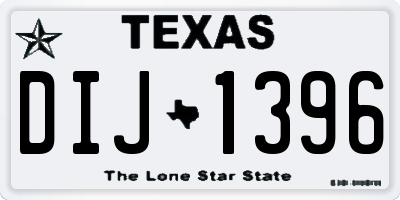 TX license plate DIJ1396