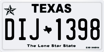 TX license plate DIJ1398