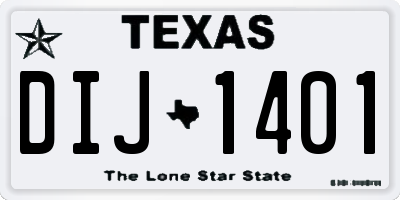 TX license plate DIJ1401