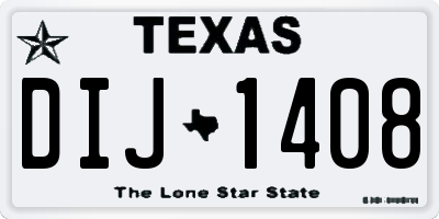 TX license plate DIJ1408