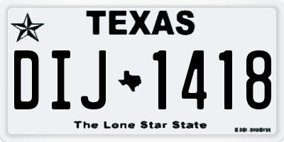 TX license plate DIJ1418