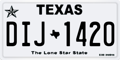 TX license plate DIJ1420