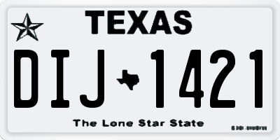 TX license plate DIJ1421
