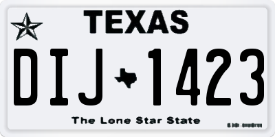 TX license plate DIJ1423