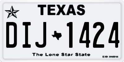 TX license plate DIJ1424