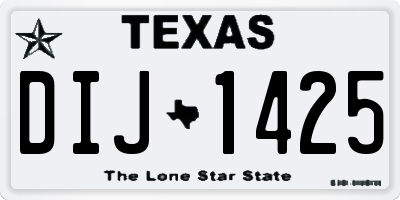 TX license plate DIJ1425