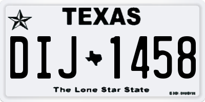 TX license plate DIJ1458